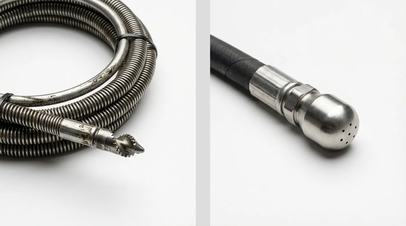 Drain snake cable and hydro jetting nozzle used for drain cleaning in Natchitoches, LA