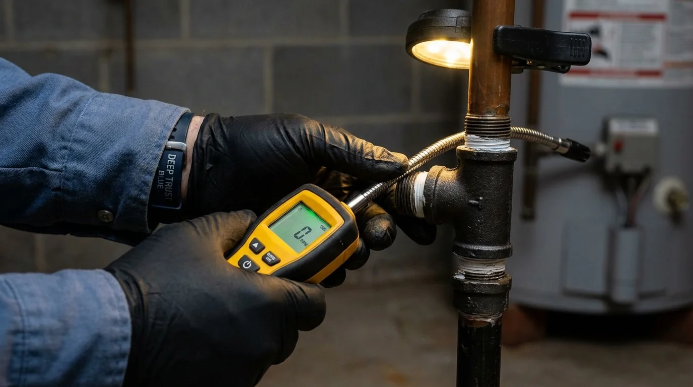 Gas leak detection with electronic sniffer by Johns Plumbing LLC in Natchitoches
