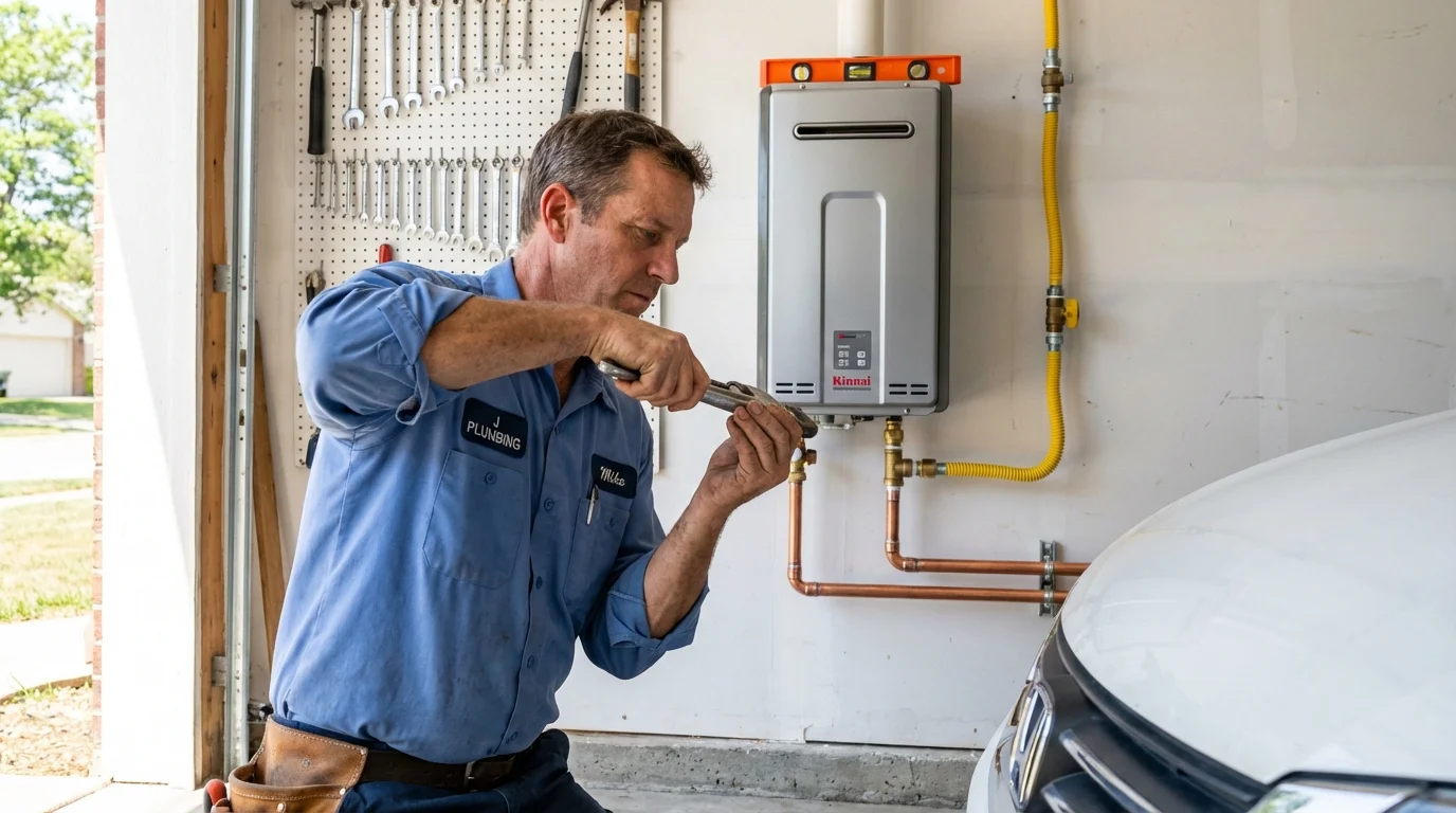 Tankless water heater installation by a Johns Plumbing LLC plumber in Natchitoches